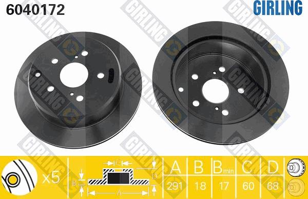 Girling 6040172 - Гальмівний диск autocars.com.ua