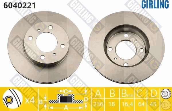 Girling 6040221 - Тормозной диск avtokuzovplus.com.ua