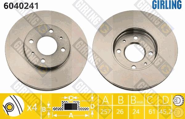 Girling 6040241 - Тормозной диск avtokuzovplus.com.ua