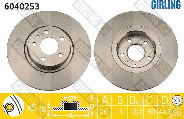 Girling 6040253 - Гальмівний диск autocars.com.ua