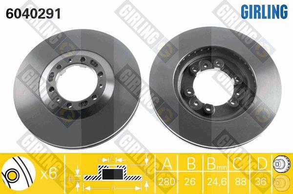 Girling 6040291 - Гальмівний диск autocars.com.ua