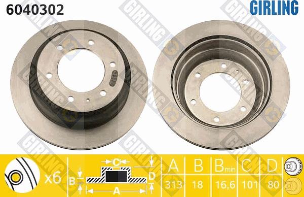 Girling 6040302 - Гальмівний диск autocars.com.ua