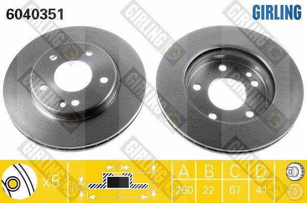 Girling 6040351 - Гальмівний диск autocars.com.ua