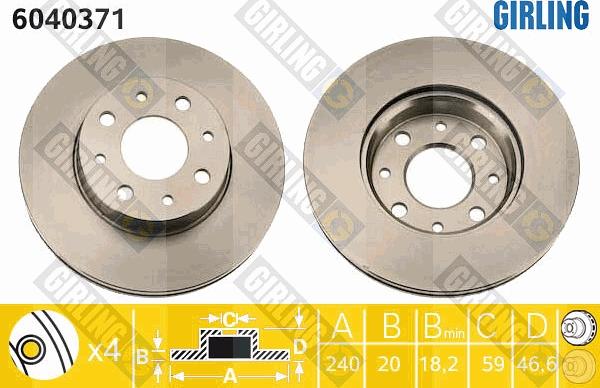 Girling 6040371 - Гальмівний диск autocars.com.ua