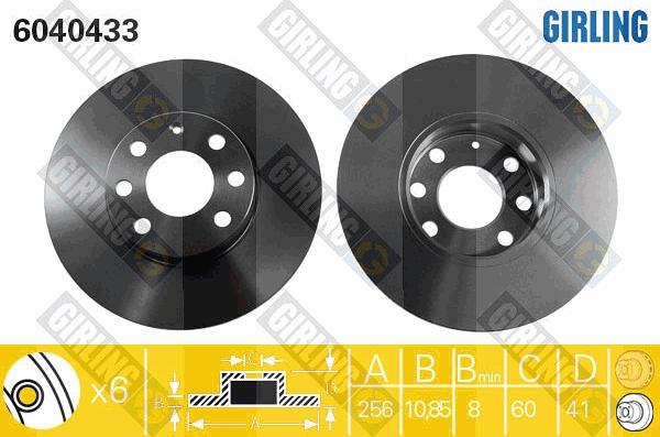 Girling 6040433 - Гальмівний диск autocars.com.ua