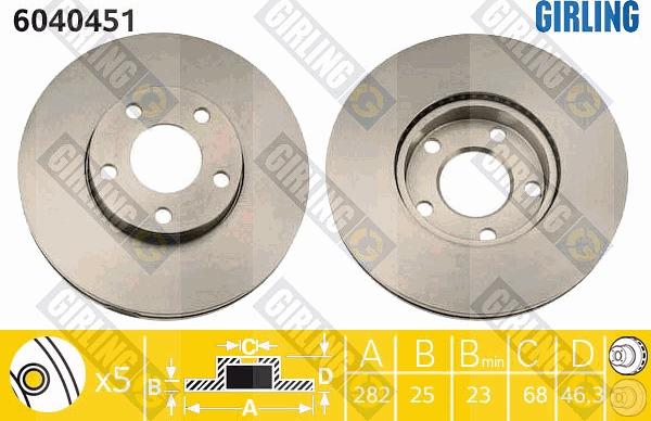 Girling 6040451 - Тормозной диск avtokuzovplus.com.ua