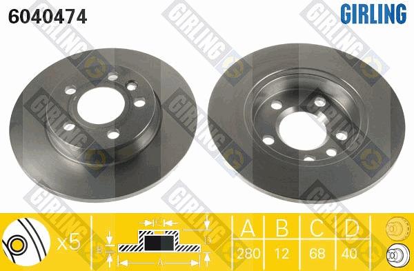 Girling 6040474 - Тормозной диск avtokuzovplus.com.ua