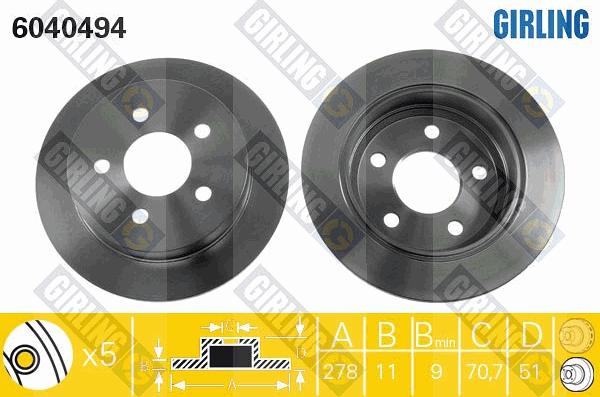 Girling 6040494 - Гальмівний диск autocars.com.ua