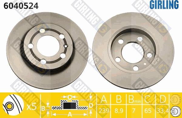 Girling 6040524 - Гальмівний диск autocars.com.ua