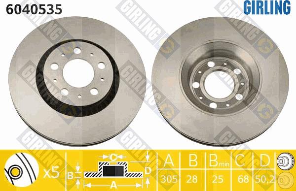 Girling 6040535 - Тормозной диск avtokuzovplus.com.ua