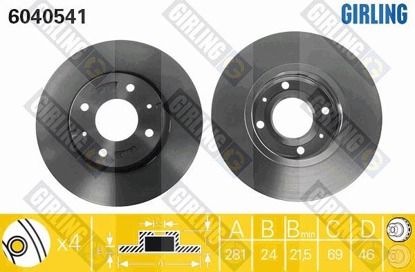 Girling 6040541 - Гальмівний диск autocars.com.ua