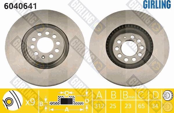 Girling 6040641 - Гальмівний диск autocars.com.ua