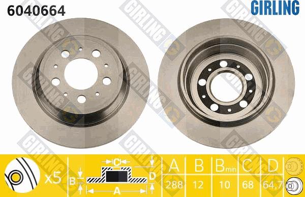 Girling 6040664 - Гальмівний диск autocars.com.ua