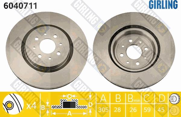 Girling 6040711 - Гальмівний диск autocars.com.ua