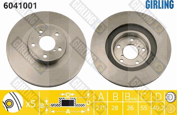 Girling 6041001 - Гальмівний диск autocars.com.ua