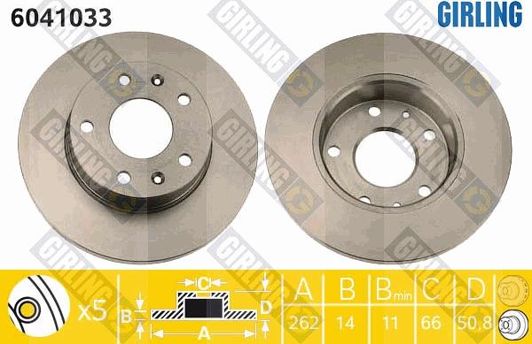 Girling 6041033 - Гальмівний диск autocars.com.ua