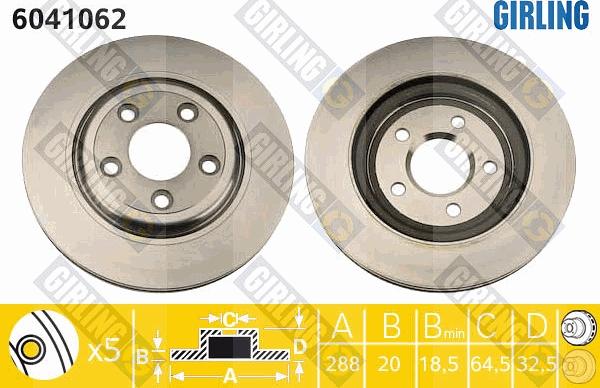 Girling 6041062 - Гальмівний диск autocars.com.ua