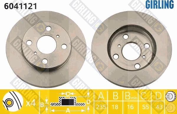 Girling 6041121 - Гальмівний диск autocars.com.ua