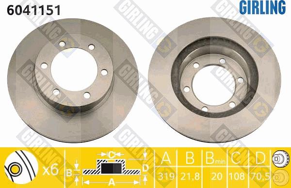 Girling 6041151 - Тормозной диск avtokuzovplus.com.ua