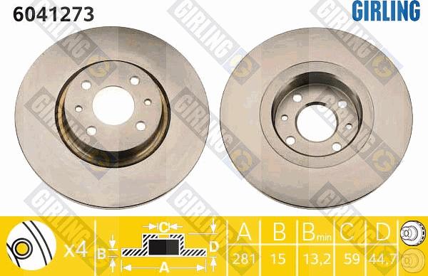 Girling 6041273 - Гальмівний диск autocars.com.ua