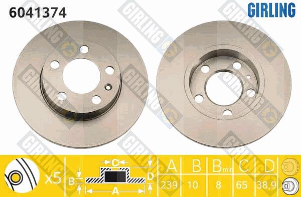 Girling 6041374 - Тормозной диск avtokuzovplus.com.ua