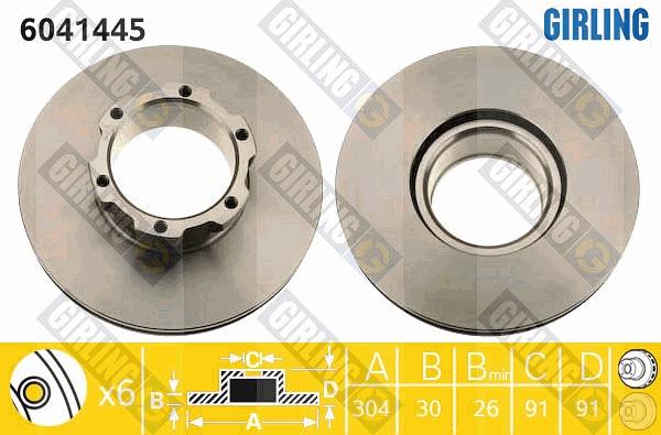 Girling 6041445 - Гальмівний диск autocars.com.ua