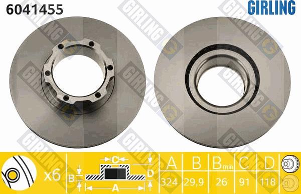 Girling 6041455 - Гальмівний диск autocars.com.ua