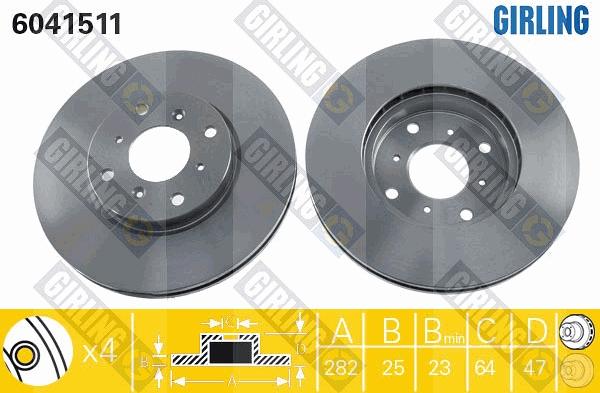 Girling 6041511 - Гальмівний диск autocars.com.ua