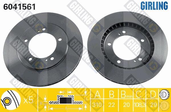 Girling 6041561 - Тормозной диск avtokuzovplus.com.ua