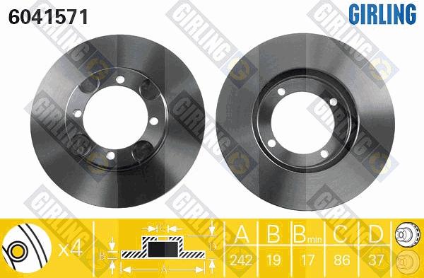 Girling 6041571 - Тормозной диск avtokuzovplus.com.ua