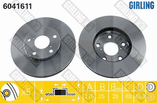 Girling 6041611 - Тормозной диск avtokuzovplus.com.ua