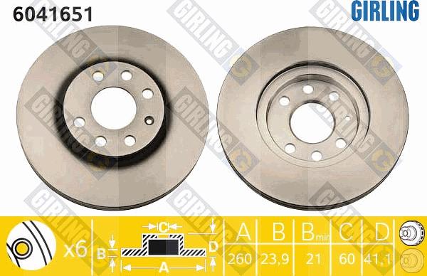 Girling 6041651 - Тормозной диск avtokuzovplus.com.ua