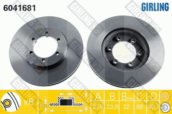 Girling 6041681 - Гальмівний диск autocars.com.ua