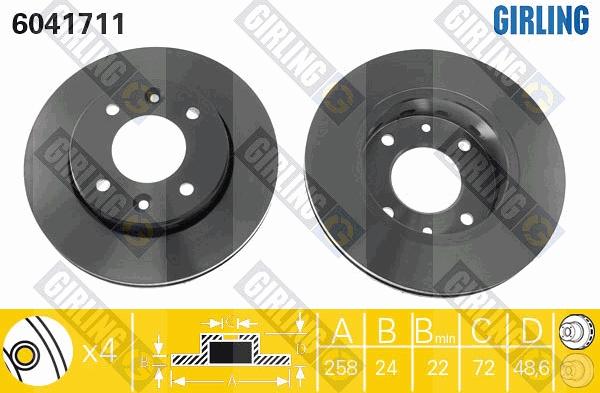 Girling 6041711 - Гальмівний диск autocars.com.ua