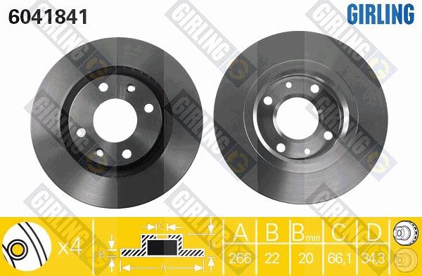 Girling 6041841 - Тормозной диск avtokuzovplus.com.ua