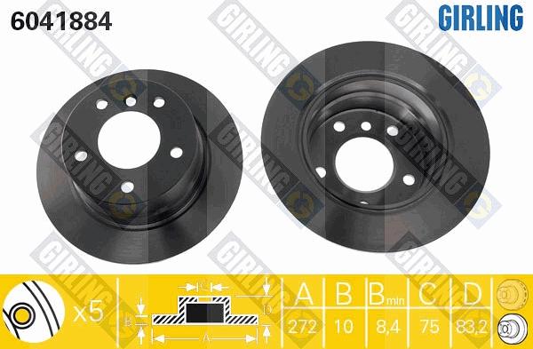 Girling 6041884 - Тормозной диск avtokuzovplus.com.ua