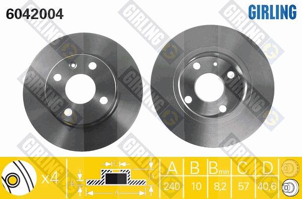 Girling 6042004 - Гальмівний диск autocars.com.ua