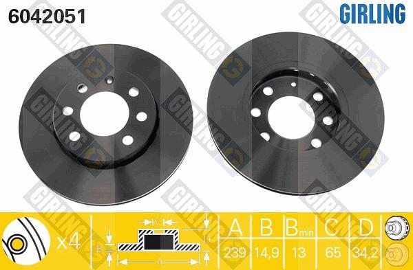 Girling 6042051 - Гальмівний диск autocars.com.ua