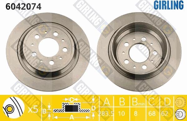 Girling 6042074 - Тормозной диск avtokuzovplus.com.ua