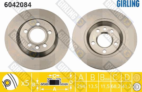 Girling 6042084 - Гальмівний диск autocars.com.ua