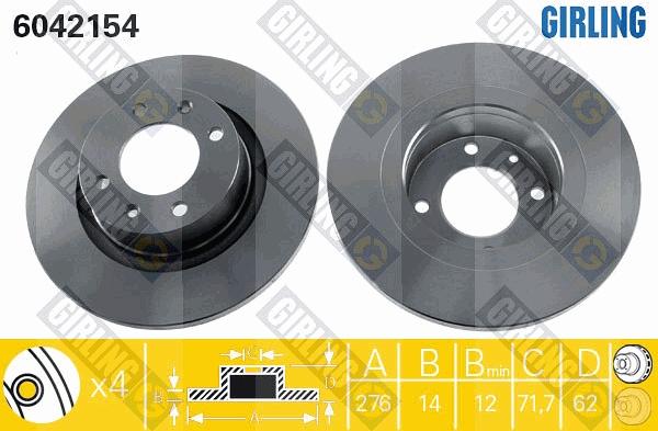 Girling 6042154 - Гальмівний диск autocars.com.ua