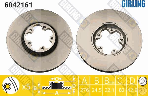 Girling 6042161 - Гальмівний диск autocars.com.ua