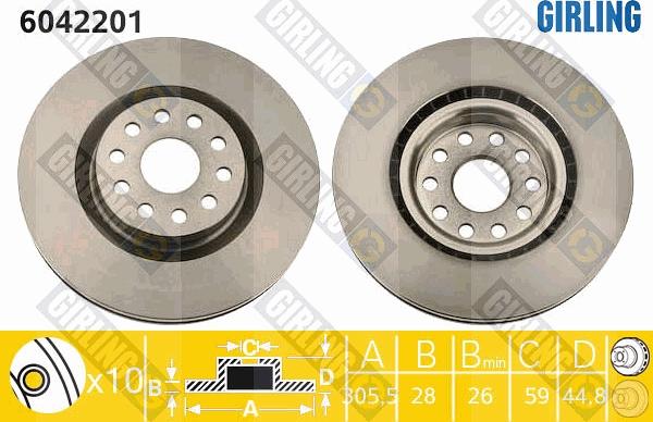 Girling 6042201 - Тормозной диск avtokuzovplus.com.ua