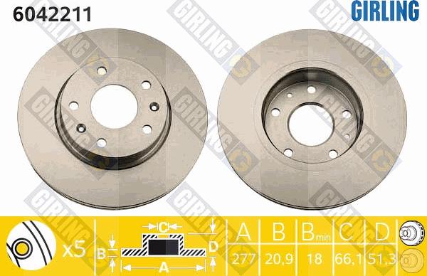 Girling 6042211 - Гальмівний диск autocars.com.ua