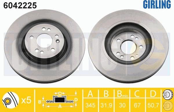 Girling 6042225 - Тормозной диск avtokuzovplus.com.ua