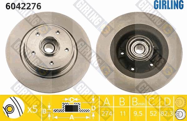 Girling 6042276 - Тормозной диск avtokuzovplus.com.ua