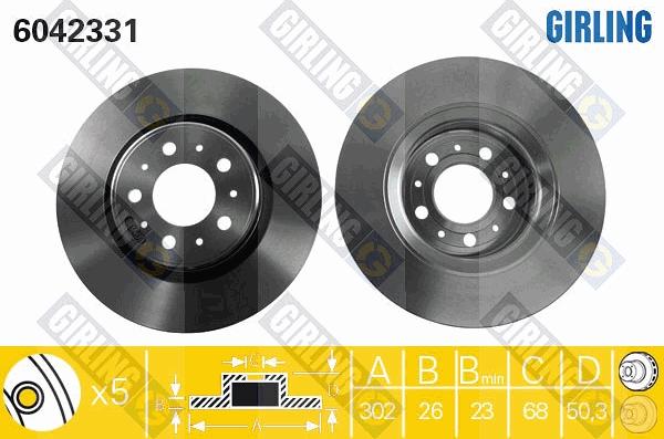 Girling 6042331 - Гальмівний диск autocars.com.ua