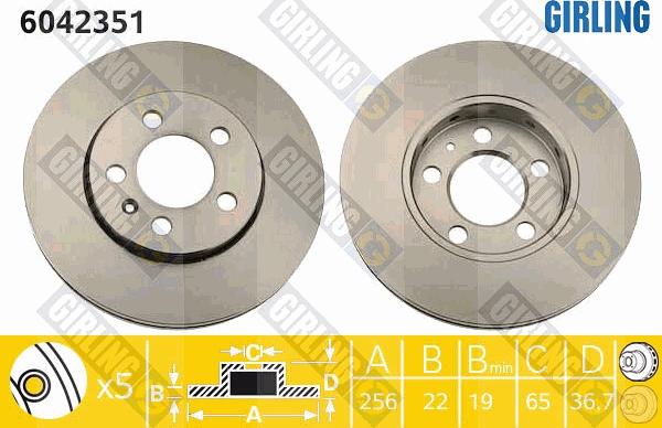 Girling 6042351 - Гальмівний диск autocars.com.ua