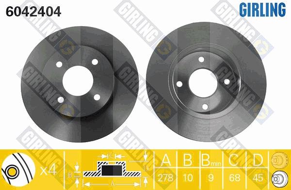 Girling 6042404 - Гальмівний диск autocars.com.ua