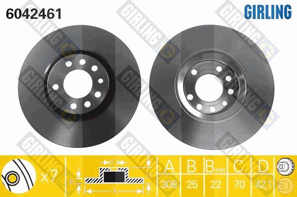 Girling 6042461 - Гальмівний диск autocars.com.ua